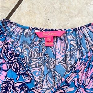 Lilly Pulitzer Pink and Blue Patterned Blouse
